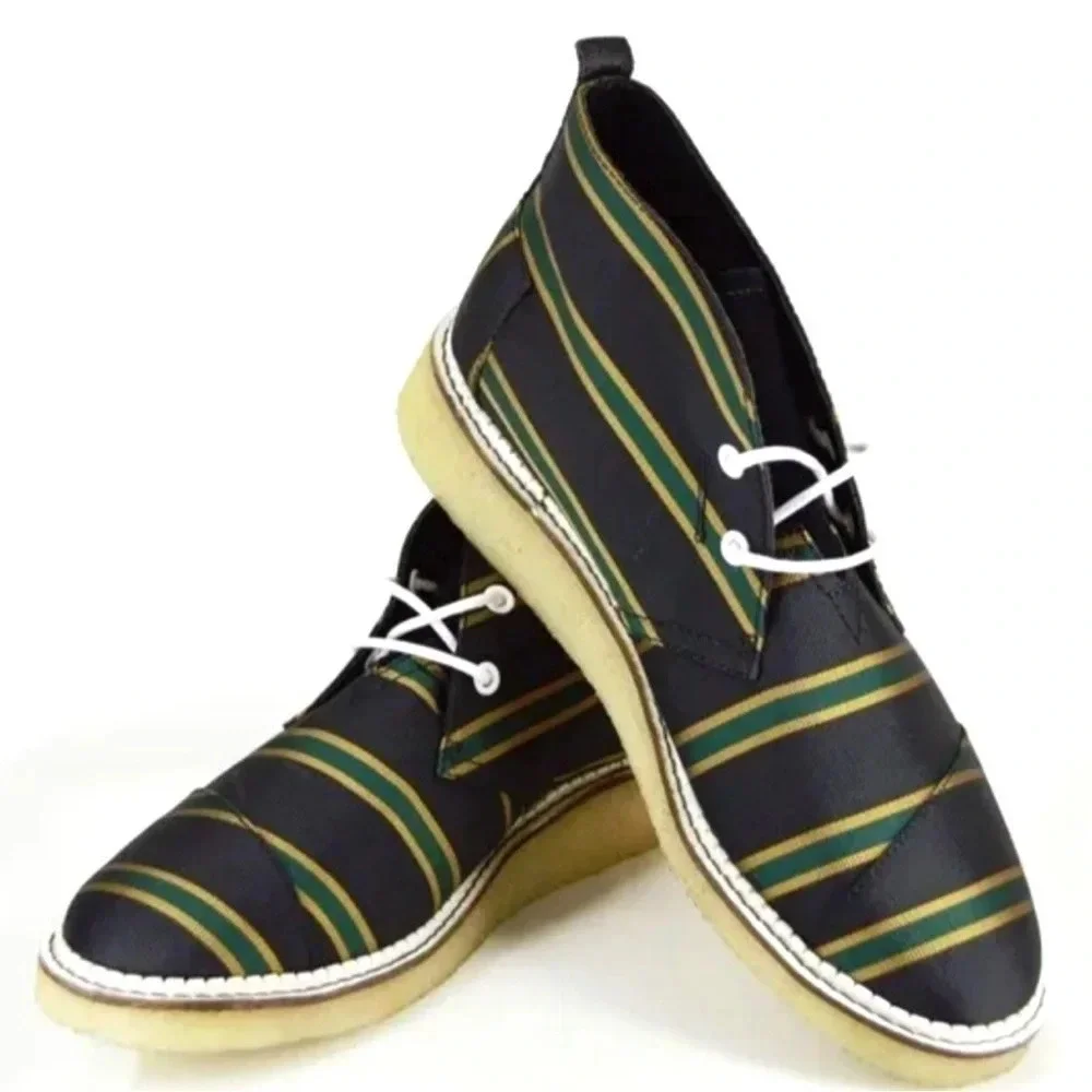 Brand New Without Box Men’s Toms+ Navy Green Stripe Botas Boots Size 9